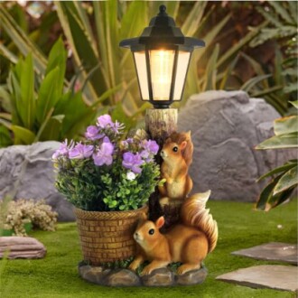 Larlobl Squirrel Garden Statue: Solar-Powered Light Planter Review